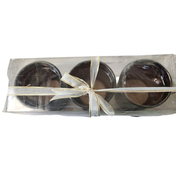 Candles Brown Glitter Bottom Tea Light  2 1/2 " Tall 2" Top Gift Box Set of 3 - Picture 3 of 12